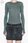 BORIS BIDJAN SABERI WLS1 series women's cotton cashmere long-sleeved T-shirt BBS-WLS1.MID FTT00001-HZ seaweed
